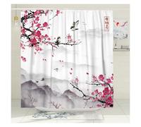 Rideau Douche Shower Curtain Set - Vibrant Cherry Blossom Designs for Elegant Bathroom Décor, Waterproof & Easy Care(Color 8,W140XH200cm)