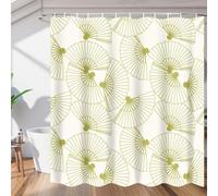 Rideau Douche Style Japonais Rideau de Douche 120 x 200 Anti Moisissure Motif éventail 3D Rideaux Salle de Bain Tissu Polyester Imperméable Lavable avec 8 Crochets e-2821