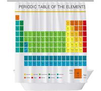 Rideau Douche Tableau Périodique Rideau de Douche 120 x 200 Anti Moisissure Sciences 3D Rideaux Salle de Bain Tissu Polyester Imperméable Lavable avec 8 Crochets e-4027
