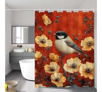 Rideau Douche Tissus Lavable Imperméable, Rideau de Douche 100 x 200 cm, Fleur Rideaux Salle de Bain avec Ourlet Lesté, Séchage Rapide Shower Curtain pour Salle de Bain et Baignoire, Oiseau D-123