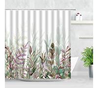 Rideau Douche Vert Feuille Violette Rideau de Douche Polyester Rideaux de Douche Impermeable Rideau de Douche Anti Moisissure Rideau Baignoire Lavable Rideau Douche Tissu 200x220cm
