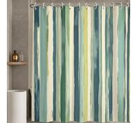 Rideau Douche Vert, Rideau de Douche 120x150 cm, Tissu Polyester Rideaux de Baignoire, Imperméable Rideaux Salle de Bain avec Ourlet Inférieur Lesté et 12 Crochets Lavable en Machine, Bande W-P265