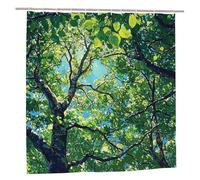 Rideau Douche Vert Rideau de Douche 180x220 Rideaux de Baignoire Lavable en Machine Imperméable Polyester Shower Curtain Arbre Rideaux Baignoire Lesté avec 12 Crochets pour Salle de Bain Decor J-42