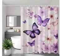 Rideau Douche Violet Rideau de Douche Anti Moisissure Imperméable Tissu Polyester Shower Curtain avec Ourlet Lesté, 12 Crochets Lavable Shower Curtain pour Baignoire Décor 90x180 cm Rose 2Y#95