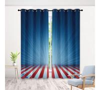 Rideau Drapeau National - Lot De 2 à Oeillets, Rayure Étoile Moderne Rideaux Occultant Opaque, Thermique Isolant Anti Froid, pour Fenêtre de Chambre, Salon, 280 x 245 cm
