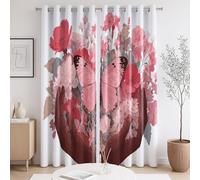 Rideau Économie d'énergie Art Plantes Fleurs Blanc Rouge La Taille du Rideau est 140 x 280cm,Il y a Deux pièces à l'intérieur, pour Salon
