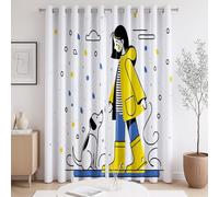 Rideau Économie d'énergie Personnages Animaux Chiot Blanc La Taille du Rideau est 140 x 175cm,Il y a Deux pièces à l'intérieur, pour Chambre à Coucher