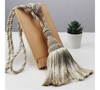 Rideau Embrasses 2 Pcs Rideau Embrasse Fait à La Main Suspension Boule Glands Frange Rideaux Support Boucle Corde Décor Chambre Accessoires Rideau Lien Dos, Beige, 55 90cm