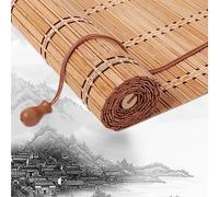 Rideau en Bambou, Store Enrouleur Naturel, Stores À Rouleaux Romains, Occultant Exterieur pour Fenêtre, Jardin, Balcon, Personnalisable-E-W120xH120cm/47x47in
