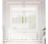 Rideau en Dentelle avec des rideaux Blanc Polyester Décor Rideaux d'Été vidaXL v