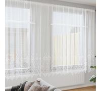 vidaXL - Rideau en dentelle moderne - Blanc Polyester 240x600 cm - Filtrant la lumière