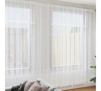 Rideau en Dentelle avec des rideaux Blanc Polyester Décor Rideaux d'Été vidaXL v
