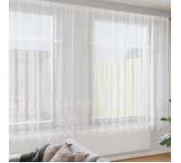 Rideau en dentelle floral - vidaXL - Blanc - 200x600 cm - Polyester - Filtrant la lumière - Installation flexible