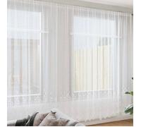 Rideau en dentelle floral - vidaXL - Blanc - Polyester - 900x300 cm - Filtrant la lumière - Panneaux de confidentialité