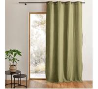 Rideau en gaze de coton tamisant à oeillets MIRMANDE Vert tilleul 130x240 cm