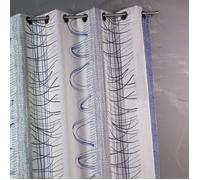 Rideau en jacquard à rayures verticales aux imprimés graphiques Bleu 140x260 cm