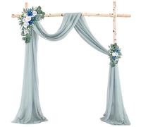 Rideau en mousseline de soie anti-froissage de qualité supérieure Tissu polyvalent Arch Drape pour événement de célébration Draperie de beauté haut de gamme, Bleu gris., 50 by 570cm