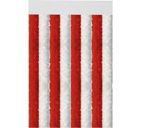 Rideau en peluche 160x185 cm rayures unies rouge - blanc