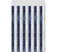 Rideau en peluche 80x200 cm rayures unies bleu foncé - blanc