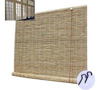 Rideau en Roseau Rideaux en Bambou Romain Store à Enrouleur Crème Solaire,Volets de Levage de Paille,70% Store Occultant,Pare-Soleil, pour Salon,Terrasses, Galeries, Balcons(80x180cm/32x71in)