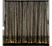Rideau en Tulle Noir de 3 m x 3 m avec Guirlande Lumineuse pour fêtes, Mariages, décorations d'intérieur
