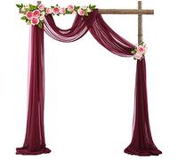 Rideau en Tulle pour Photo de Mariage,décoration en Tulle,Motif d'arc de Mariage,Rideau à Main Libre,Rideau décoratif pour fête prénatale,fête,Mariage,Arche de Porte,cérémonie,70 x 550 cm,vin Rouge