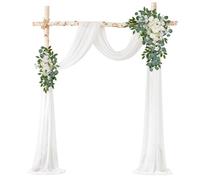 Rideau en tulle transparent - Avec 1 rouleau de ruban de 22 m - Pour arche de mariage - Décoration pour photographie et fête - Avec 1 rouleau de ruban blanc de 22 m