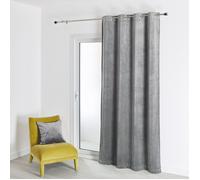 Rideau en velours feutré uni Gris Perle 135x260 cm