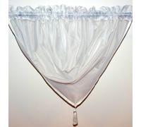 Rideau en Voilage avec Franges à Pompon - Blanc