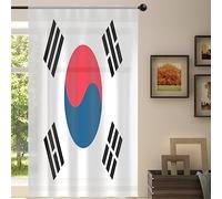 Rideau en voile transparent avec drapeau de la Corée du Sud pour salon, chambre à coucher, cuisine, salle à manger - 139 x 213 cm
