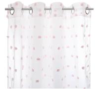Atmosphera – Rideau Lilo Pompoms – Blanc à pompons roses – 140 x 240 cm