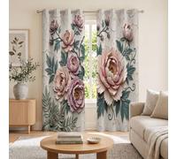 Rideau Et Draperies Intérieurs - Fleurs Reliefisolation Thermique Rideaux,Fissures Boutons Pivoine Lumineux Bloquer pour Maison Panneux À Oeillets, Rose,117L X 183H Cm, 2 Pcs