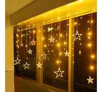Rideau Étoile Guirlande Lumineuse 138 LED 2.5m 12 Étoiles Guirlande Lumineuse de Noël Guirlande Lumineuse Étanche Intérieur/Extérieur 8 Modes pour Fête Mariage Balcon Décoration de Chambre Blanc Chaud