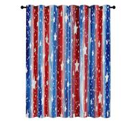 Rideau Étoile Rayure Enfants Thermique Isolant Rideaux Occultant Drapeau Américain Aquarelle à Oeillets pour Chambre Salon Décoration 140L x 180H cm 2 Panneaux