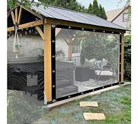 Rideau extérieur en vinyle résistant aux intempéries pour jardin, porche et pergola - Design transparent