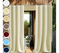 Rideau Exterieur Étanche Taille personnalisée Isolant Thermique à Oeillets Extra Large Rideau Extérieur pour Pergola Terrasse Jardin Pavillon Piscine Beige 350x200cm