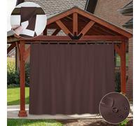 Rideau extérieur Imperméable à l'eau Boucles amovibles, Rideau de terrasse extérieur Protection solaire Protection visuelle Pavillon Balcon Jardin,L254xH213cm Marron