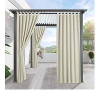 Rideau Extérieur Imperméable Blanc cassé 132x213cm Lot 2 - Isolant Lumière pour Pergola Terrasse