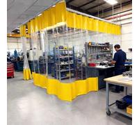 Rideau Exterieur Impermeable Rideau Séparateur d'Atelier en PVC Jaune avec Tringle, Panneau de Plafond Isolé Industriel, Enceinte Temporaire pour Pergola(W18 ft x H9 ft/(550 cm x 275 cm))