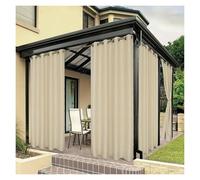 Rideau Exterieur Rideaux en Polyester imperméables, Coupe-Vent et résistants aux UV for terrasse, Porche, pergola, terrasse, Rideaux d'intimité Multi-Tailles(Beige,W132xH241cm)