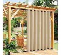 Rideau Exterieur Terrasse avec Oeillets en Haut et Bas Coupe-Vent Rideau Pergola Extérieur Imperméables Rideau Occultant pour Jardin Terrasse Pavillon (Color : Beige, Size : 1.5x2.5m)