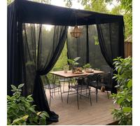 Rideau Extérieur, Voilage Extérieurs Imperméables Lumière Filtrer Transparent pour Pergola, Cabanon Jardin, Gazebo, 2 Pièces Noir,