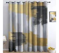 Rideau Fenetre Abstrait Luxe Texture minable Motif Rideaux Oeillets Polyester 91.5L X 214H cm (2 Panneaux) Gris Salon Maison Décoration Convient aux Rideaux occultants des Chambres d'enfants