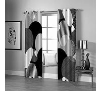 Rideau Fenetre Occultant Chambre Enfant Fille Garcon Ado Adulte Cuisine Salon Cercle Géométrique Noir Et Blanc 234X230Cm Rideau Occultant Isolant Thermique Anti Chaleur Lot De 2 Rideaux Et Draperies