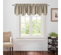 Rideau festonn d coratif uni Aquazolax, occultant, 132 x 45 cm, taupe/kaki, 1 pi ce