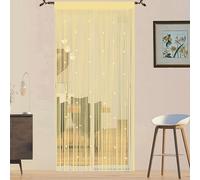 Rideau Fil Rideau De Porte en Perles Rideaux Mouche pour Porte Exterieur Moustiquaire Rideau Anti Mouches Exterieur Cloison De Séparation De Pièces (Beige 90x200cm)