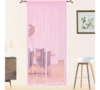 Rideau Fil Rideau De Porte en Perles Rideaux Mouche pour Porte Exterieur Moustiquaire Rideau Anti Mouches Exterieur Cloison De Séparation De Pièces (Rose 90x200cm)