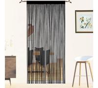 Rideau Fil Rideau Porte Fenetre Rideau Anti Mouches pour Porte Exterieur Moustiquaire Rideaux Rideau Anti Mouche Exterieur Cloison De Séparation De Pièces Rideau De Porte (Noir, 90 x 245 cm)