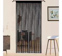 Rideau Fil Rideau Porte Fenetre Rideau Anti Mouches pour Porte Exterieur Moustiquaire Rideaux Rideau Anti Mouche Exterieur Cloison De Séparation De Pièces Rideau De Porte (Noir, 90 x 200 cm)