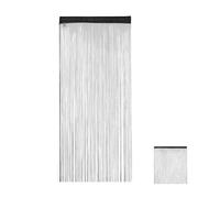 Rideau fils, lot de 3, rideau de porte ou fenêtre, 90x245 cm, rideau spaghetti, pour tringle, peut être raccourci, noir